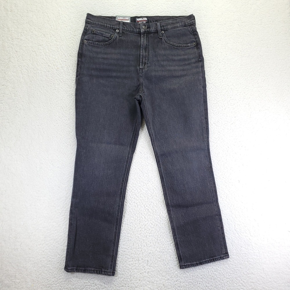 Kirkland Signature Womens High Rise Straight Fit Jeans Black Sz 12 Stretch Denim